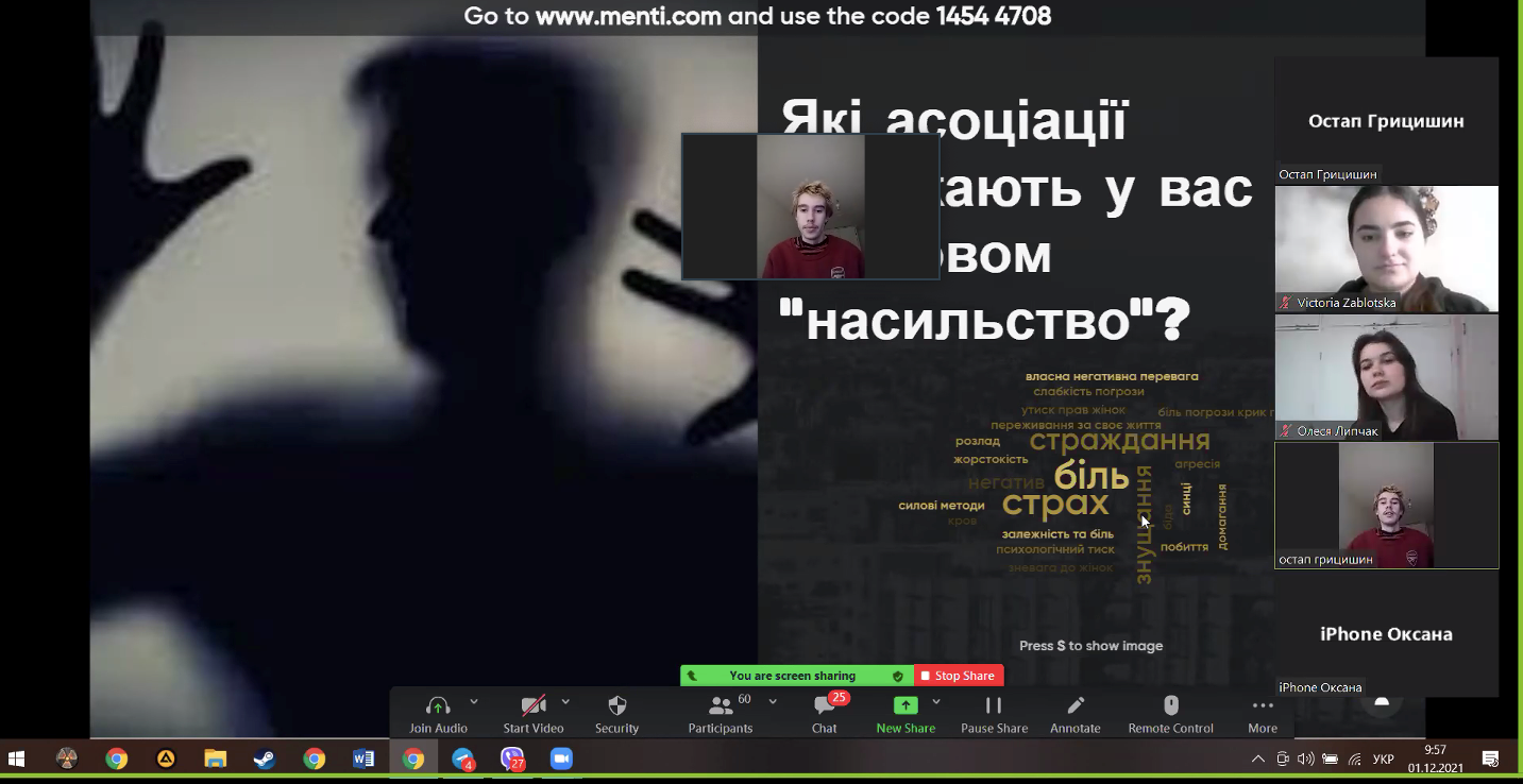Асоціації учасників на слово ''насильство''